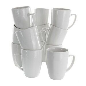 Elama Riley 12 Piece 12 Ounce Porcelain Mug Set in White